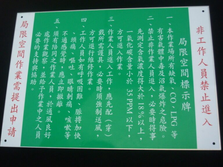 １-局限空間標示牌